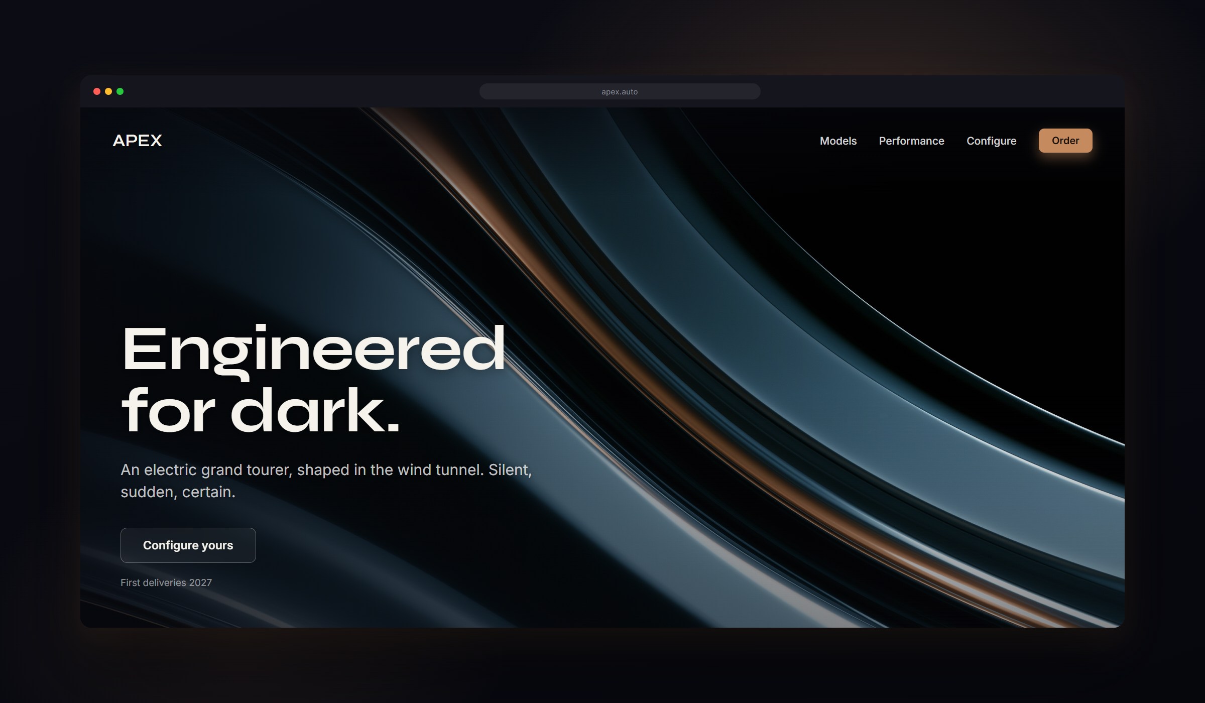 Slipstream shown as a website background