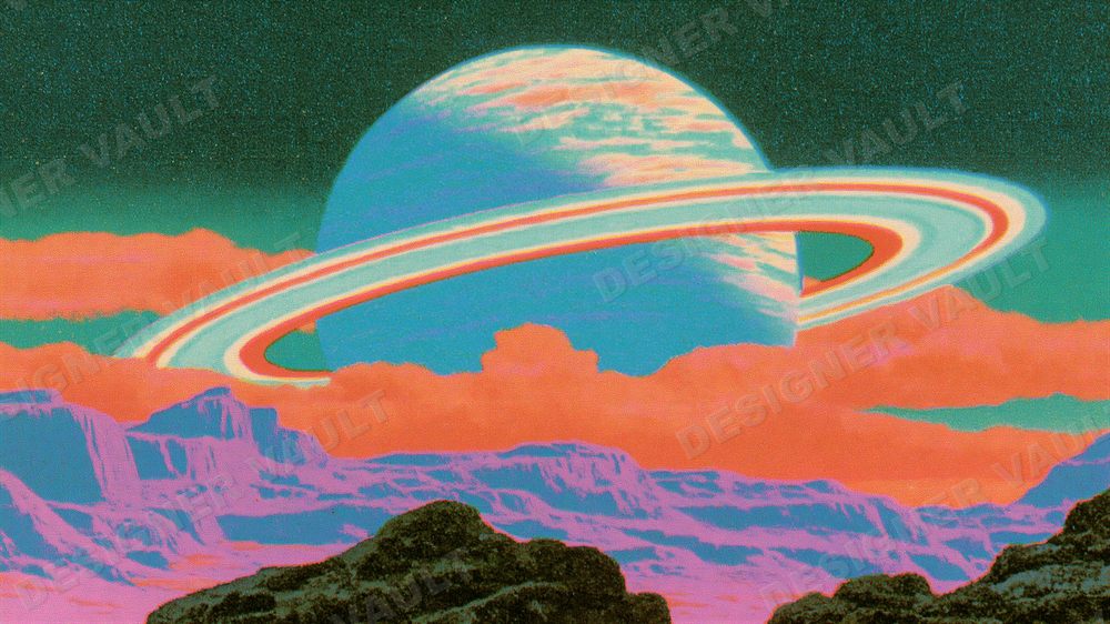 Solar Drift 4K background, Retro 1978 sci-fi airbrush, design 1 of 6