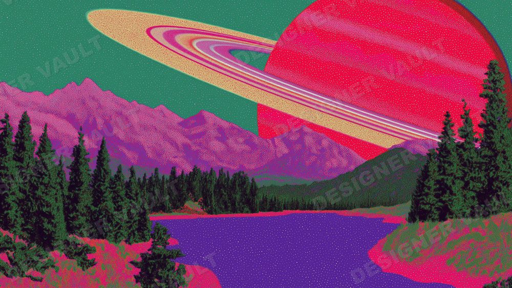 Solar Drift 4K background, Retro 1978 sci-fi airbrush, design 2 of 6
