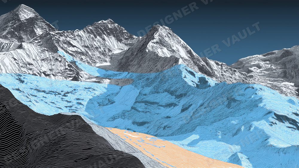 Summit 4K background, Topographic contour-line peaks, design 1 of 5