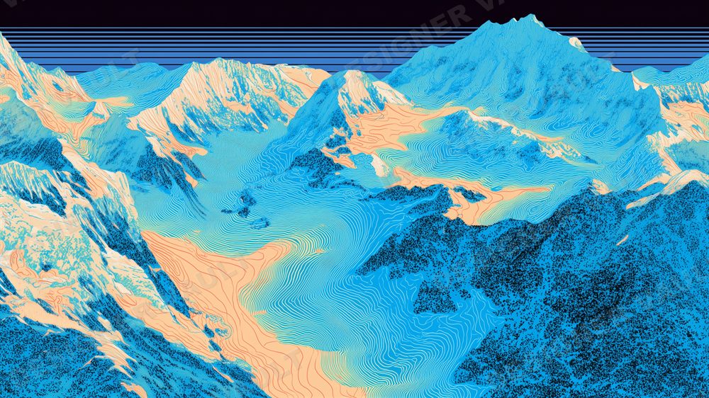 Summit 4K background, Topographic contour-line peaks, design 2 of 5