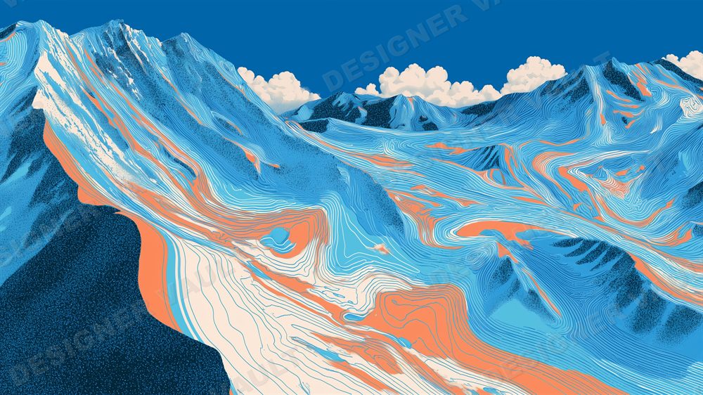 Summit 4K background, Topographic contour-line peaks, design 4 of 5
