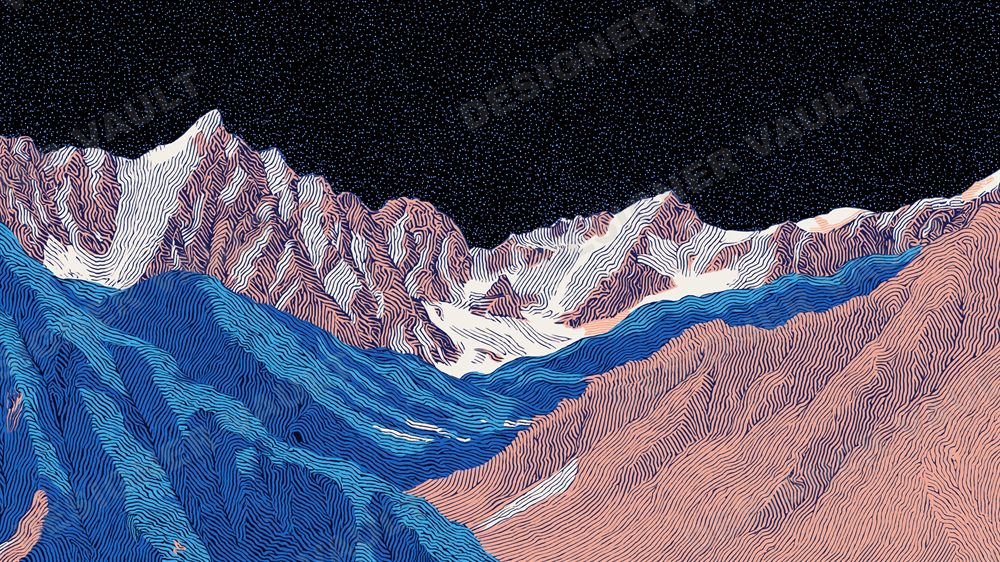Summit 4K background, Topographic contour-line peaks, design 5 of 5