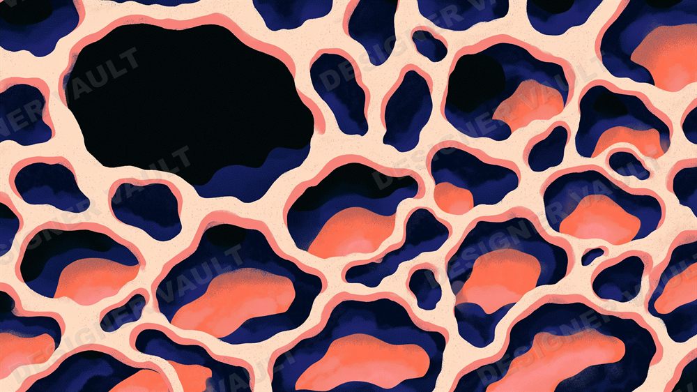 Tidepool 4K background, Organic coral cell pattern, design 2 of 6