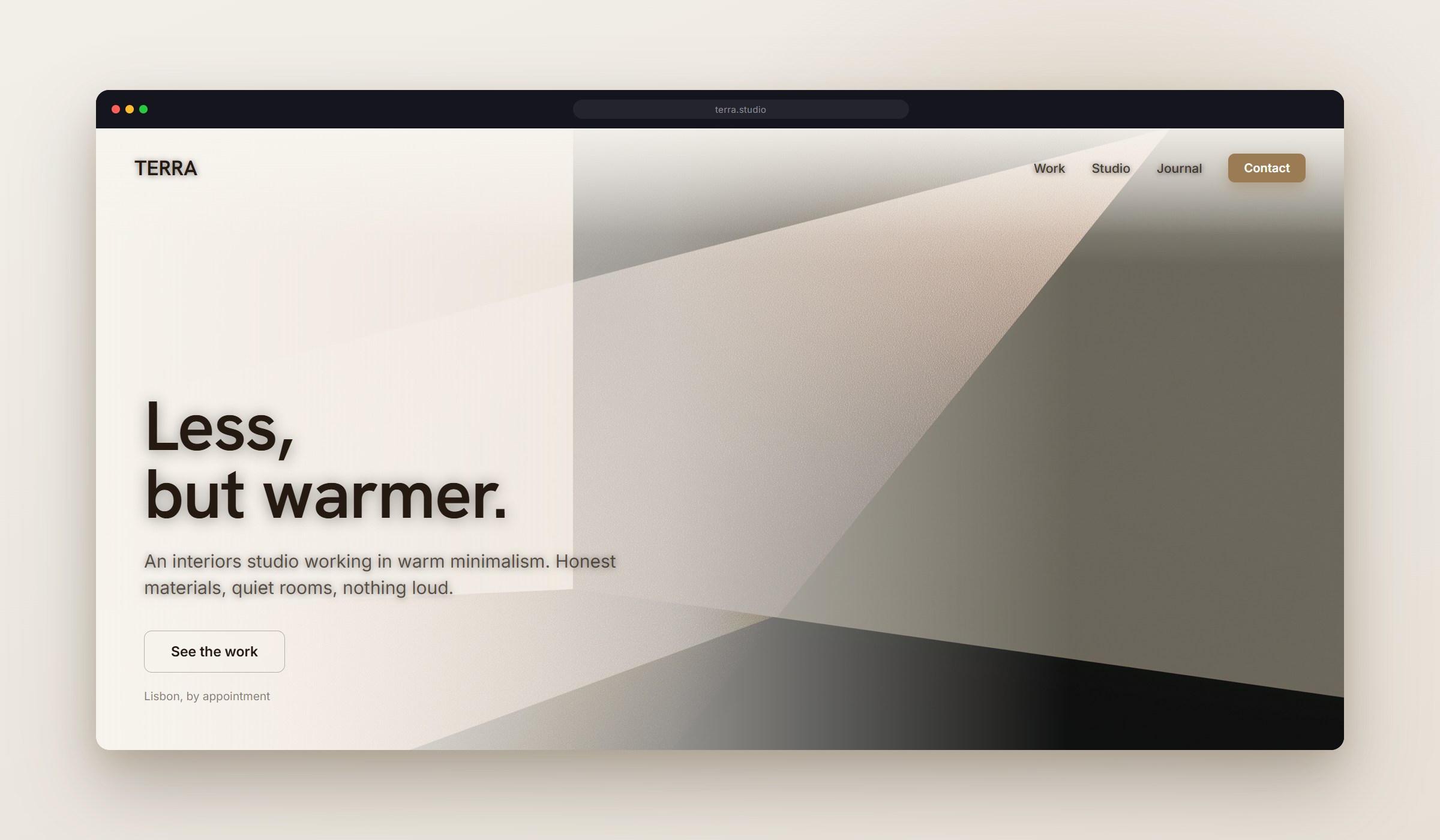 Travertine shown as a website background