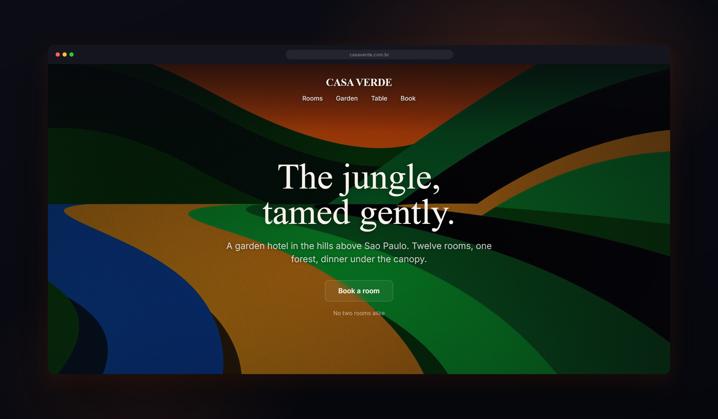 Tropicalia shown as a website background