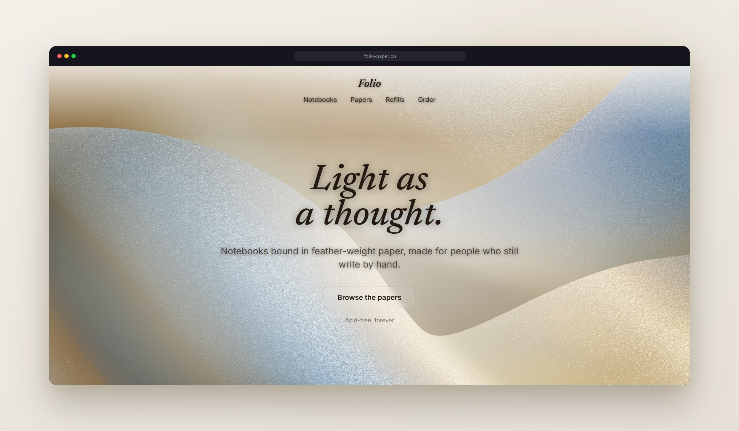 Vellum shown as a website background