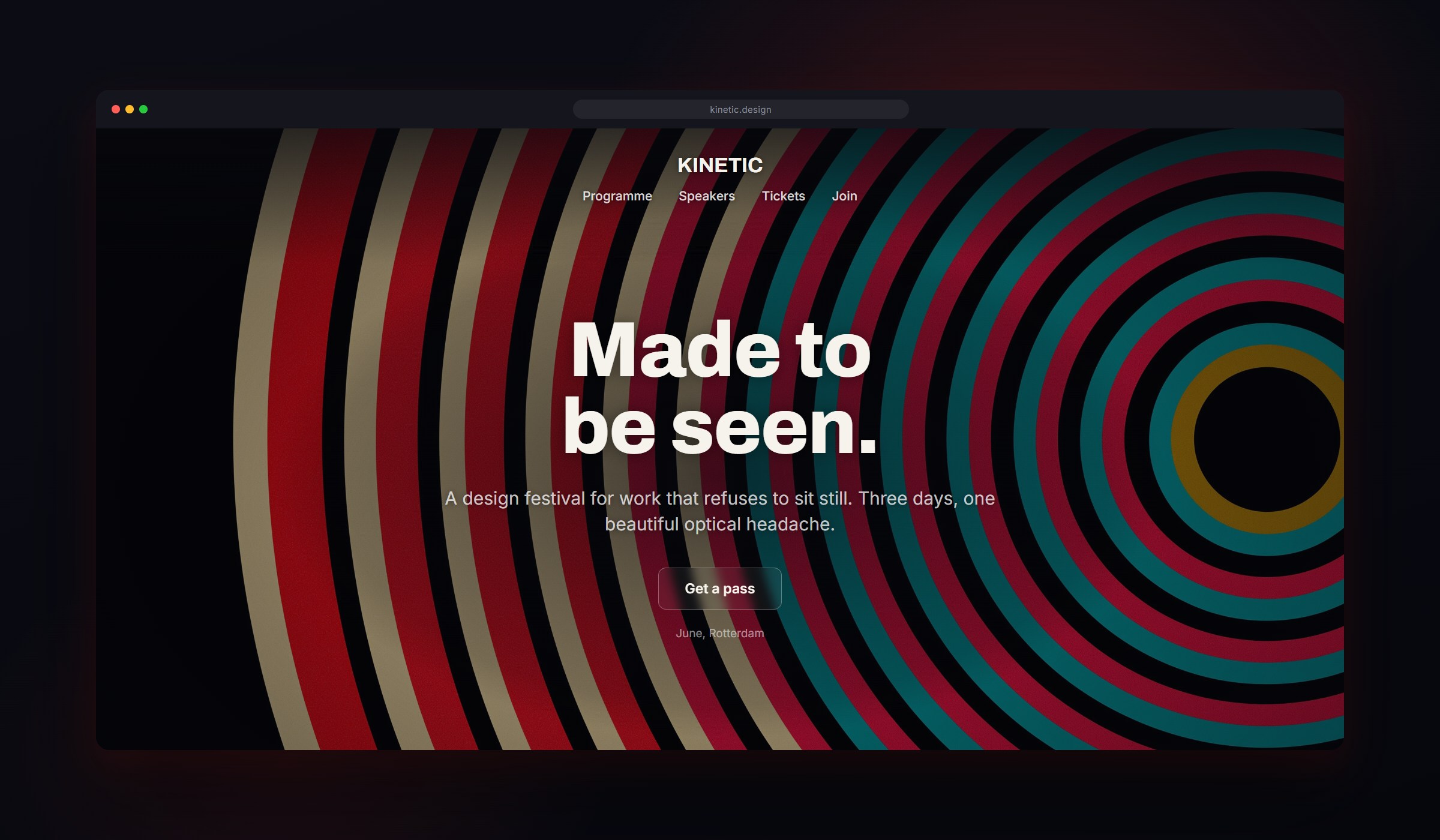 Vertigo shown as a website background